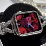 Elegant V-Shape Diamond-Studded Metal Apple Watch Band | Jewelry Link Bracelet photo review
