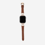 Elegant U-Shaped Diamond Full-Grain Leather Apple Watch Band - Luxury Jewelry-Style Strap for Women