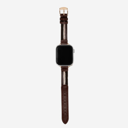 Full-Grain Leather Metal Beads Braided Apple Watch Band