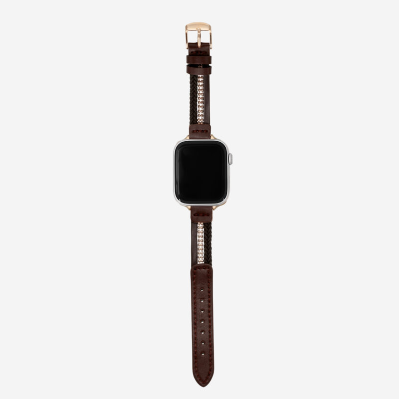Full-Grain Leather Metal Beads Braided Apple Watch Band