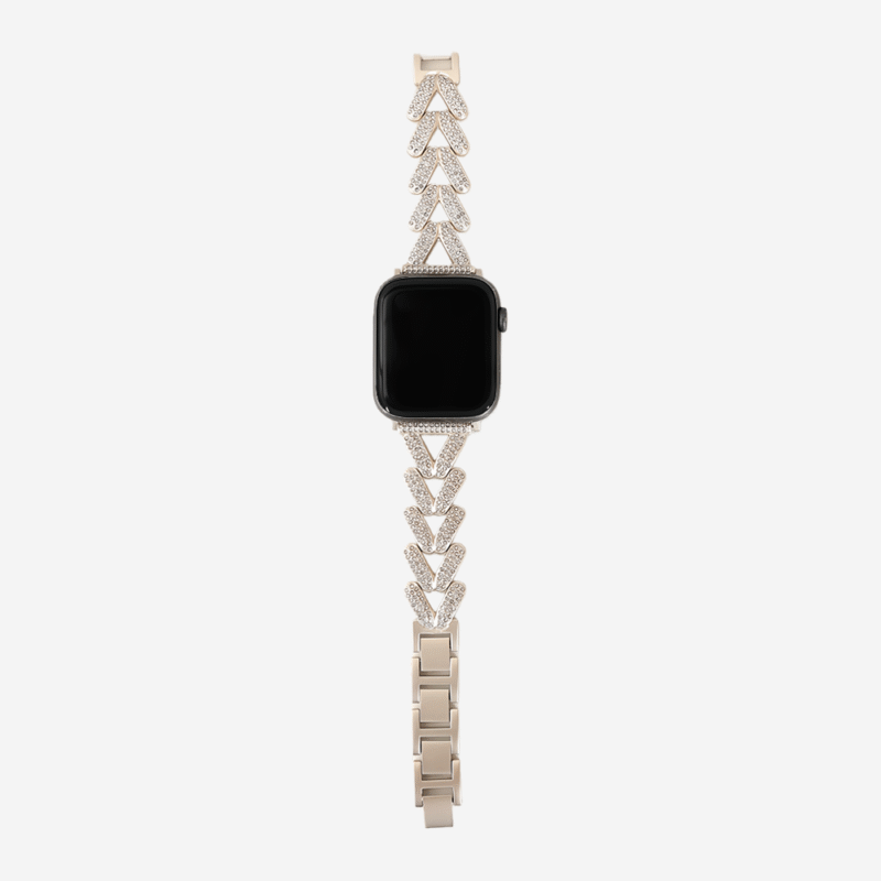 Unique Fashion V-Shape Diamond-Studded Metal Apple Watch Band