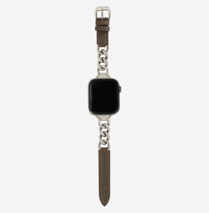 Exquisite Minimalist Full-Grain Leather Metal Chain Apple Watch Band