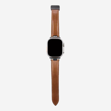 Calf Leather Apple Watch Band with Matte Black Magnetic Clasp