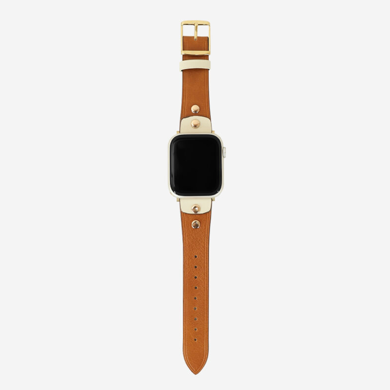 Fashionable Full-Grain Leather Color-Block Apple Watch Band