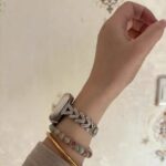 Elegant V-Shape Diamond-Studded Metal Apple Watch Band | Jewelry Link Bracelet photo review