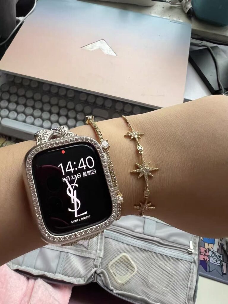 Elegant V-Shape Diamond-Studded Metal Apple Watch Band | Jewelry Link Bracelet photo review