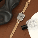 Exquisite Old Money Style Litchi Leather Apple Watch Band