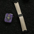 Calf Leather Apple Watch Band with Matte Black Magnetic Clasp