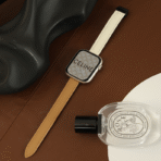 White and Cinnamon Two-Tone Magnetic Apple Watch Band, a versatile neutral accessory for any Apple Watch Series.