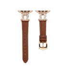 Dark brown U-Shaped Diamond Full-Grain Leather Apple Watch Band