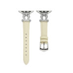 Cream white U-Shaped Diamond Full-Grain Leather Apple Watch Band