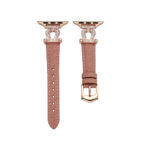 Pink U-Shaped Diamond Full-Grain Leather Apple Watch Band