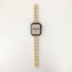 Gold Elegant V-Shape Diamond-Studded Metal Apple Watch Band