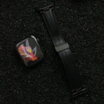 Calf Leather Apple Watch Band with Matte Black Magnetic Clasp