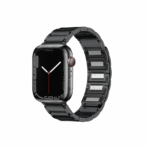 Minimalist Black Magnetic Stainless Steel Apple Watch Band with secure magnetic clasp