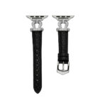 Classic black U-Shaped Diamond Full-Grain Leather Apple Watch Band