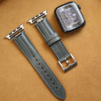 Blue Grey Classic Calf Leather Apple Watch Band detail