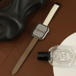 White and Dark Brown Two-Tone Magnetic Apple Watch Band, perfect for a sophisticated, understated style.