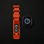 Refined Nylon Apple Watch Band with Matte Black Metal and Multi-Ring Design