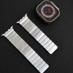 Silver Magnetic Stainless Steel Apple Watch Band premium finish