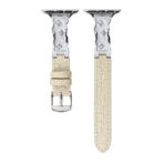 Full-Grain Leather Apple Watch Band with Irregular Diamond Metal