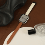 Brown and White Two-Tone Magnetic Apple Watch Band, blending heritage leather tones with modern magnetic tech.