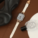 Exquisite Old Money Style Litchi Leather Apple Watch Band