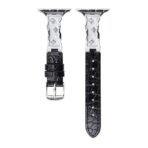 Full-Grain Leather Apple Watch Band with Irregular Diamond Metal