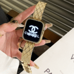 Gold Elegant Quilted Crystal Metal Apple Watch Band for luxury style