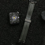 Calf Leather Apple Watch Band with Matte Black Magnetic Clasp