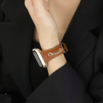 Full-Grain Leather Metal Chain Apple Watch Band