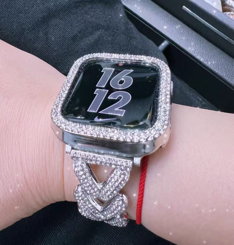 Elegant V-Shape Diamond-Studded Metal Apple Watch Band | Jewelry Link Bracelet photo review