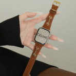 Full-Grain Leather Metal Chain Apple Watch Band