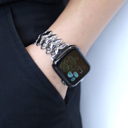 Bionic Zinc Alloy Apple Watch Band with Butterfly Clasp