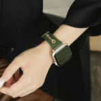 Full-Grain Leather Metal Chain Apple Watch Band