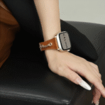 Full-Grain Leather Metal Chain Apple Watch Band
