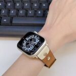 Fashionable Full-Grain Leather Color-Block Apple Watch Band photo review