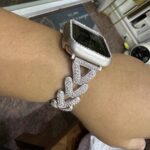 Elegant V-Shape Diamond-Studded Metal Apple Watch Band | Jewelry Link Bracelet photo review