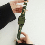 Full-Grain Leather Metal Chain Apple Watch Band