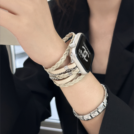 Unique Trendy PU Leather Woven Chain Apple Watch Band