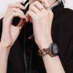 Unique Exquisite Leather and Metal-Interwoven Apple Watch Band