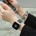 Unique Exquisite Leather and Metal-Interwoven Apple Watch Band