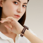 Full-Grain Leather Metal Beads Braided Apple Watch Band