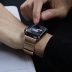 Magnetic Stainless Steel Apple Watch Band worn on wrist