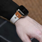 Fashionable Full-Grain Leather Color-Block Apple Watch Band