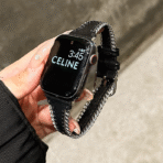 Unique Fashion Chain Design Full-Grain Leather Apple Watch Band