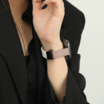 Side view of the Two-Tone Magnetic Apple Watch Band in mauve and white, showcasing its minimalist, gap-free fit.