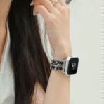 Unique Exquisite Leather and Metal-Interwoven Apple Watch Band