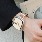 Exquisite Old Money Style Litchi Leather Apple Watch Band