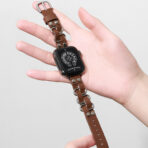 Unique Exquisite Leather and Metal-Interwoven Apple Watch Band